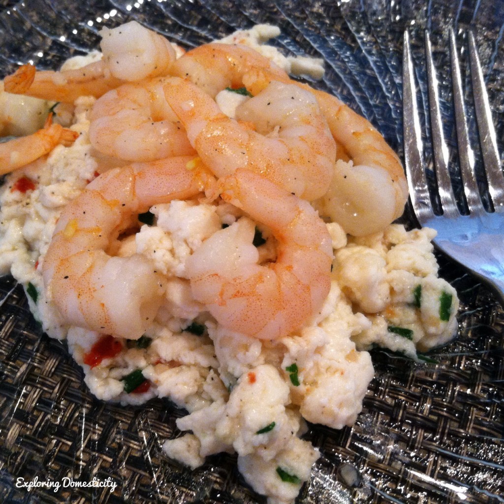 Garlicky Shrimp and Eggs - ready to eat