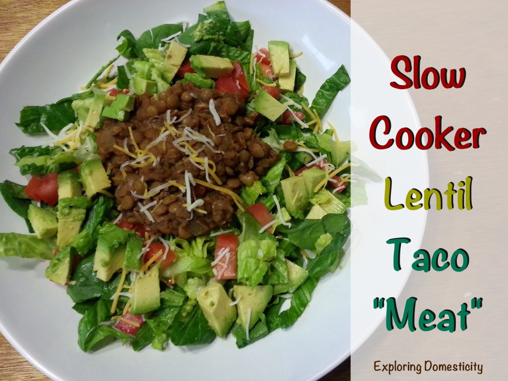 Slow Cooker Lentil Taco "Meat" and Crunchy Popped Lentil Salad Topper