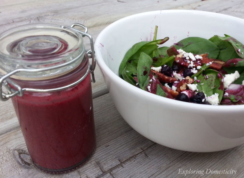 Blueberry Pecan Salad with Blueberry vinaigrette {3 Dishes with Wild Blueberries}