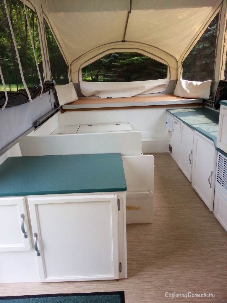 Pop Up Camper Remodel: painting and Flooring 