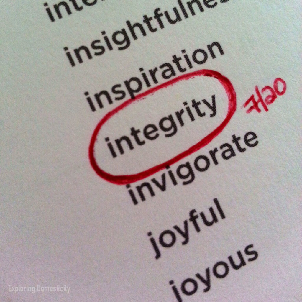 Integrity - focus word for my wellness journey