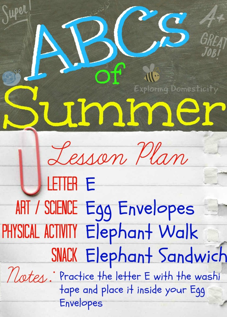 ABCs of Summer Lesson Plan letter E