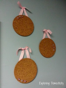 DIY Cork Message Boards with custom thumb tacks {super easy IKEA hack}