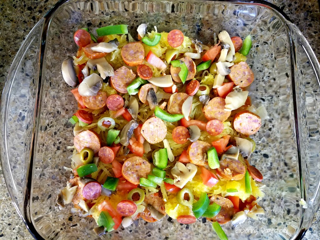 Spaghetti Squash Pizza Casserole / Hot Dish