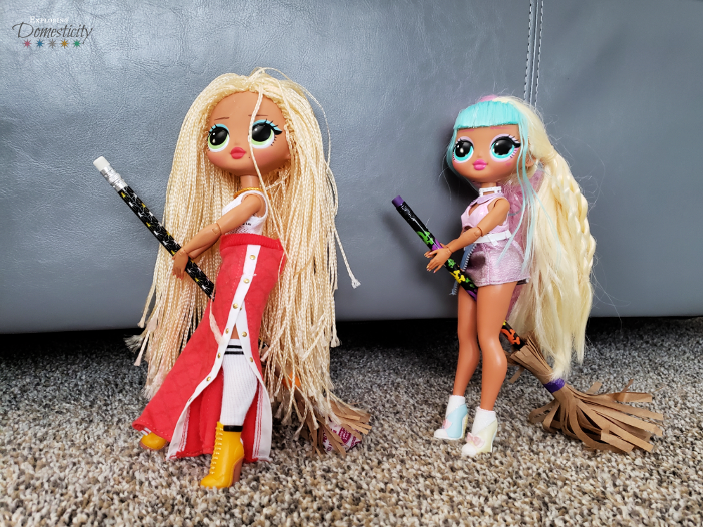 LOL OMG dolls on Witch Broom Pencils