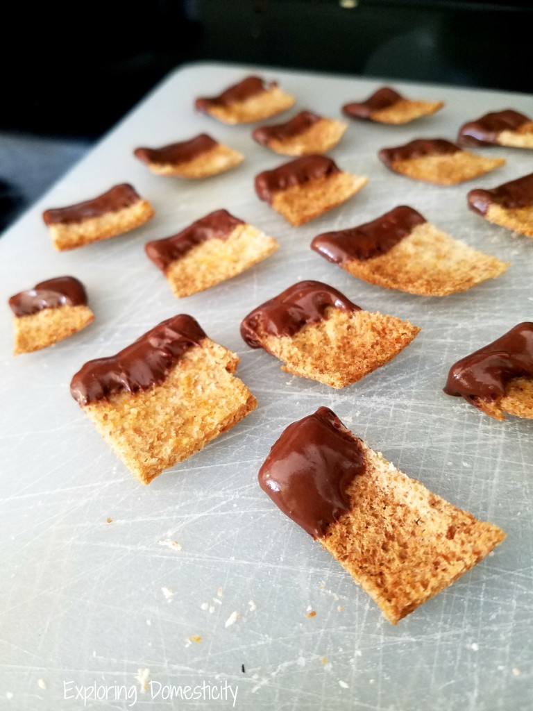 Chocolate Covered Pita Chips  - slightly healthier sweet and salty snack with homemade pita chips and dark chocolate