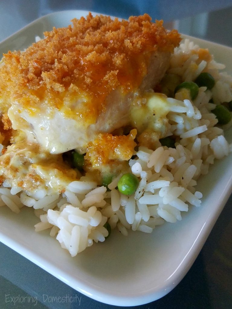 Chicken Artichoke Casserole with Rice and Peas