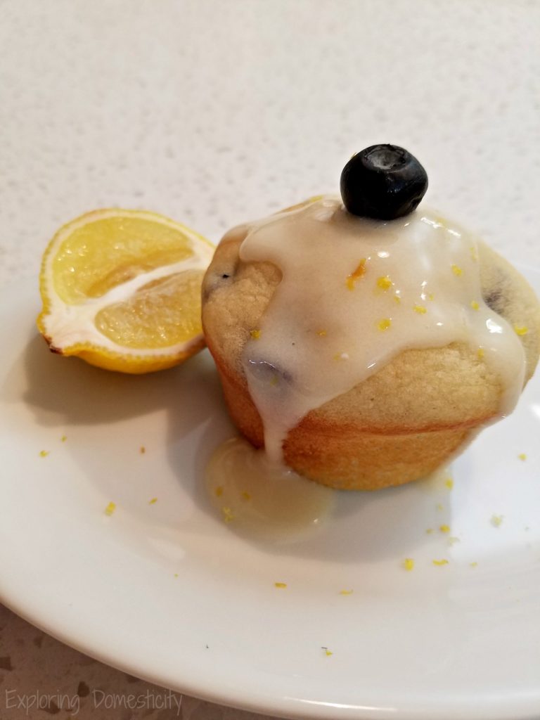 Blueberry Protein Pancake Muffin with Lemon Protein Glaze