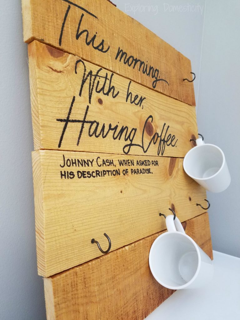 Coffee Cup Holder with Johnny Cash coffee quote