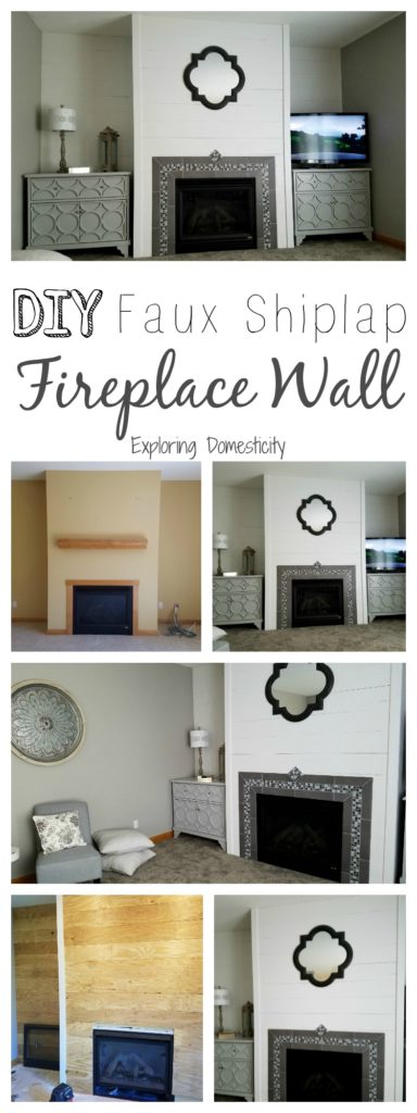 DIY Faux Shiplap Fireplace Wall and living room before and after