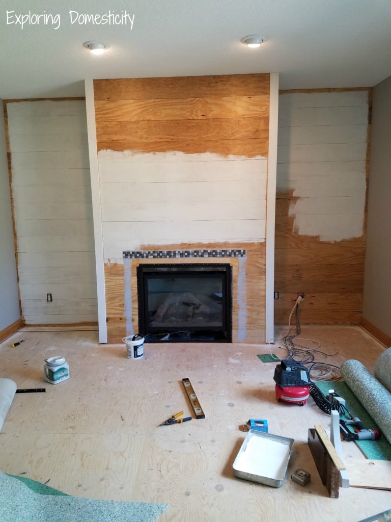 Faux Shiplap Fireplace