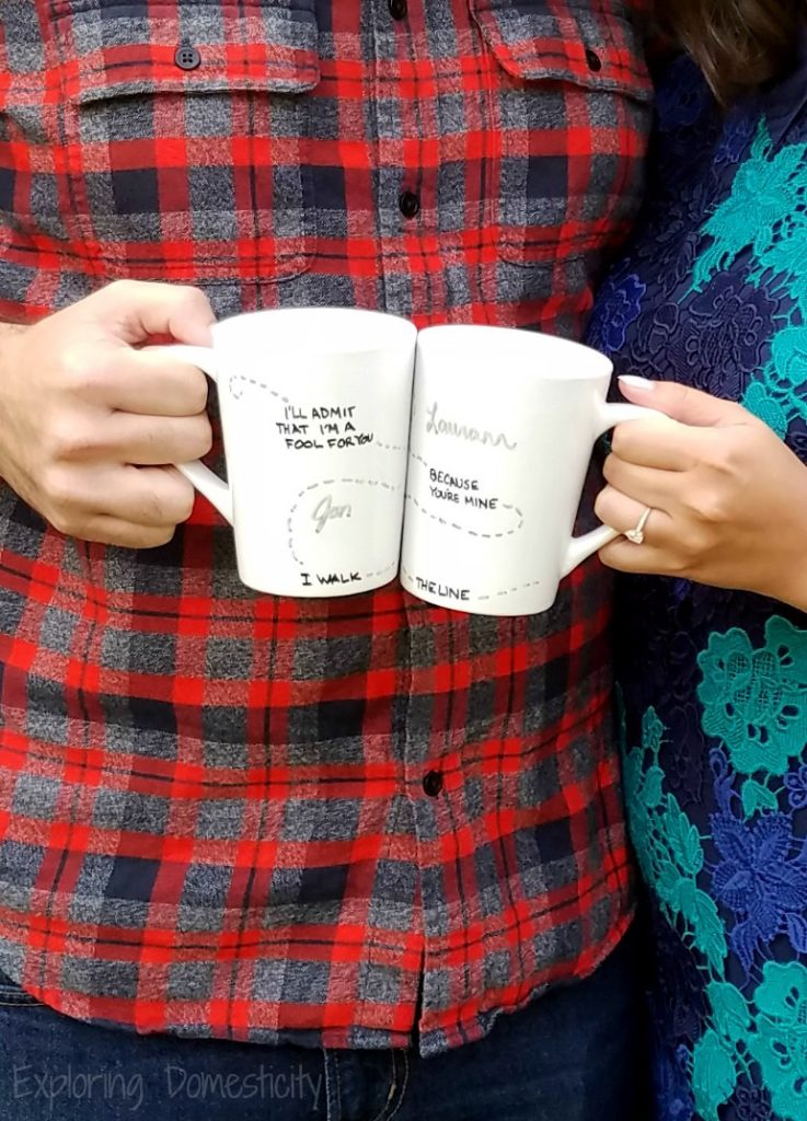 Personalized Couples Coffee Cups with Johnny Cash Walk the Line quote