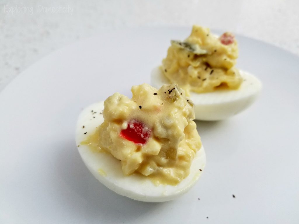 Potato Salad Stuffed Deviled Eggs - quick and easy party finger food