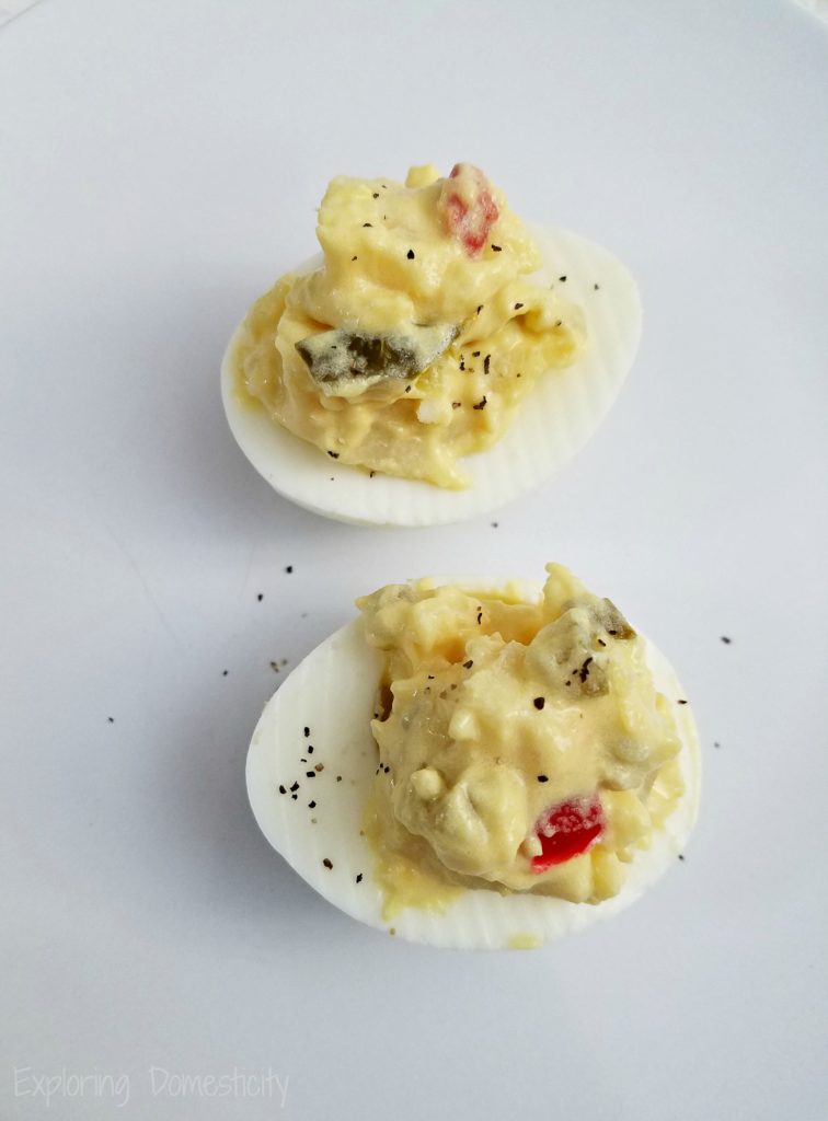 Potato Salad Stuffed Deviled Eggs - stuff hard boiled eggs with homemade or store bought potato salad