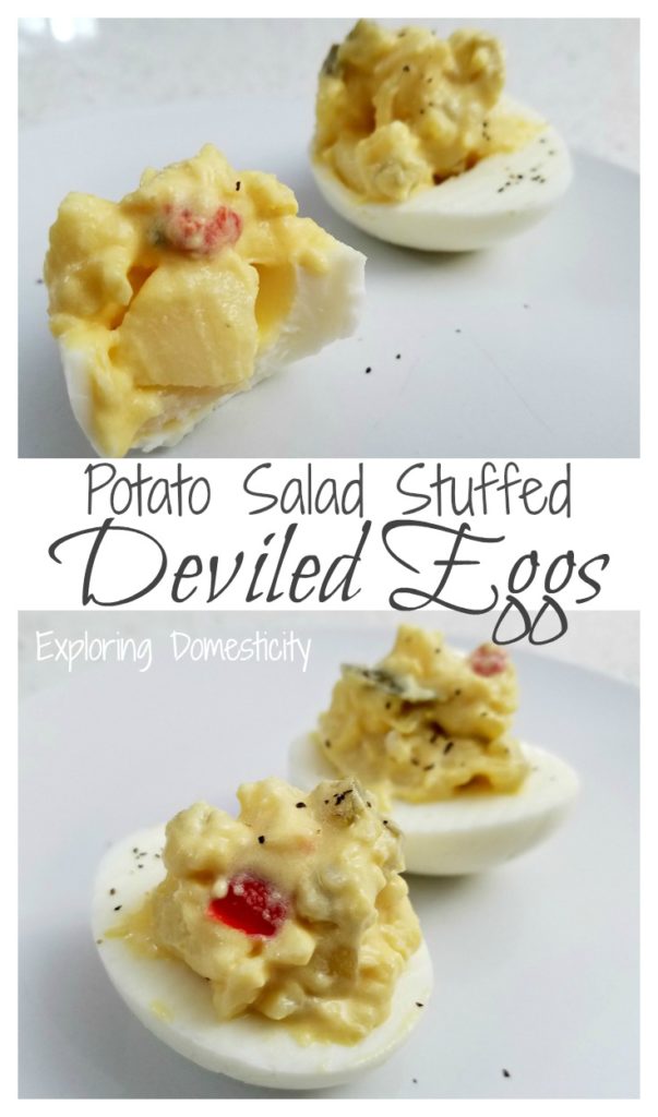 Potato Salad Stuffed Deviled Eggs - two favorite party foods combined