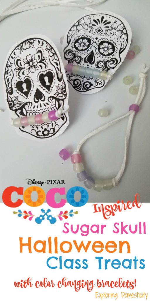 Disney Pixar Coco Inspired Sugar Skull Halloween Class Treats with color changing bracelets!