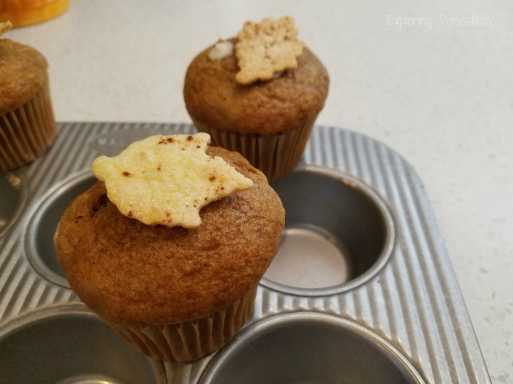 Fall Pumpkin Spice Muffins with Cinnamon Sugar Leaves