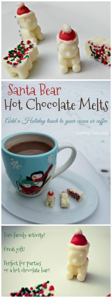 Santa Bear Hot Chocolate Melts - add a holiday touch to your cocoa or coffee. Fun family activity, great gift, perfect for parties or a hot chocolate bar