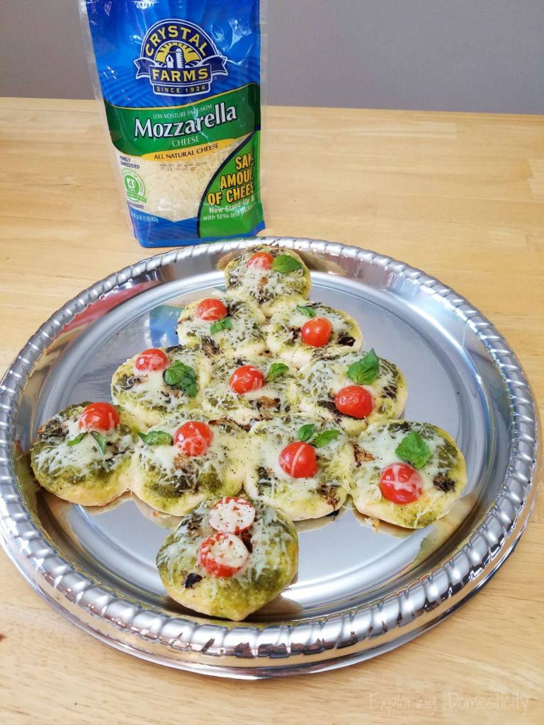 Warm Caprese Christmas Tree with Crystal Farms Shredded Mozzarella