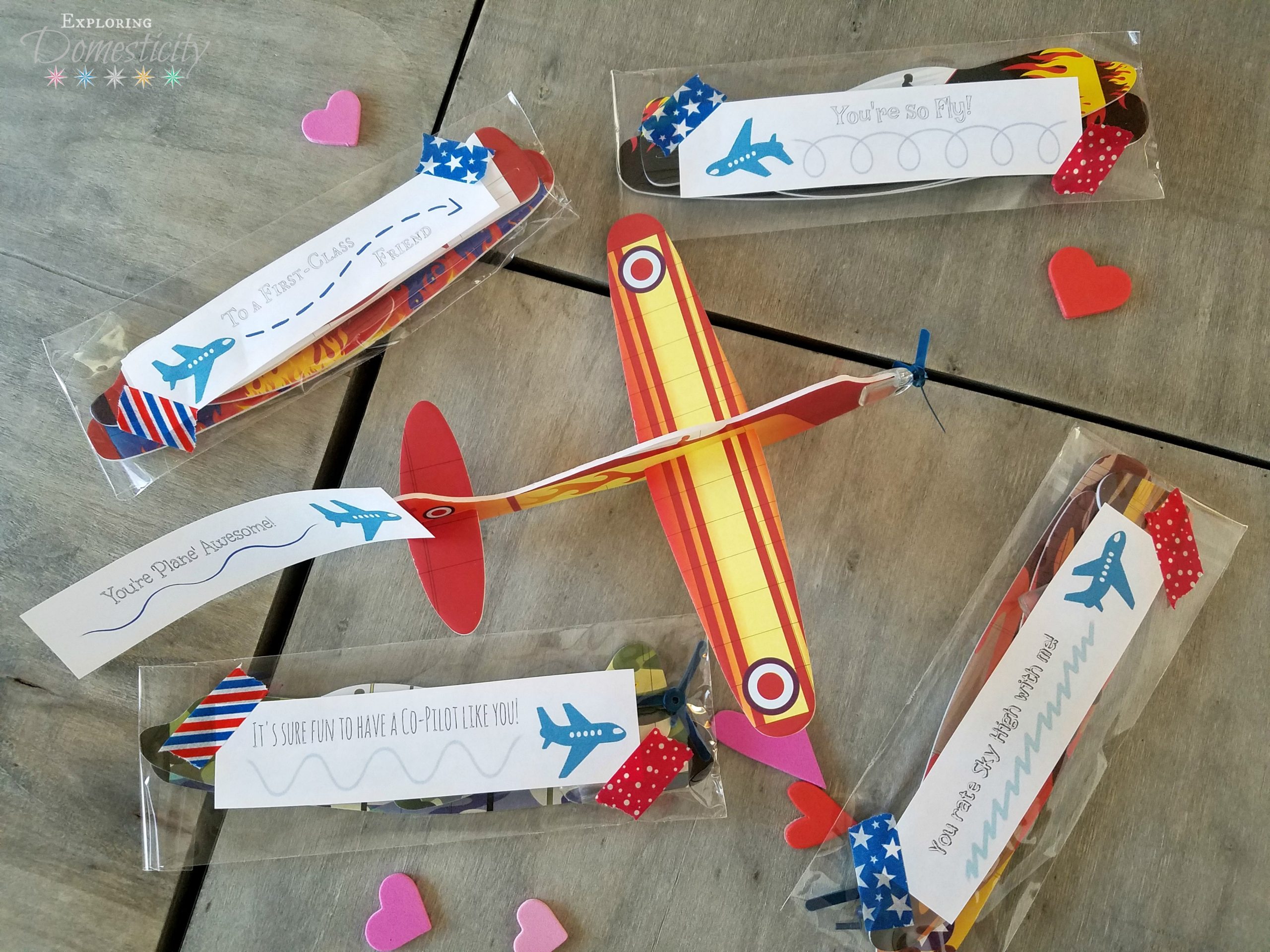 Airplane Valentines - Non-Candy Valentine's Day Class Treats with 5 printable sayings