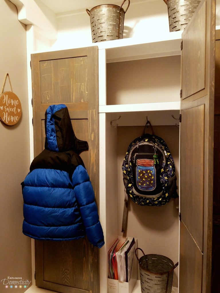 Mudroom Built In Cubbies with hidden storage and organization