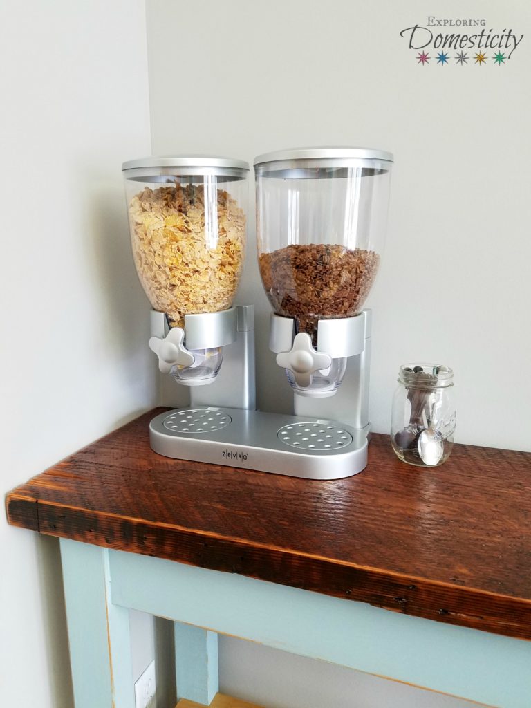 Farmhouse Table with kids cereal bar