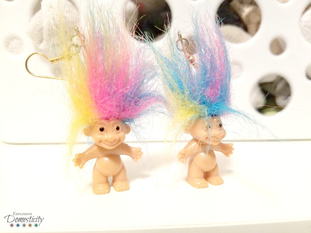 90s theme baby shower - Troll earrings
