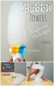 Bubble Towers - easy DIY bubble blower kids can make to blow big bubble towers!