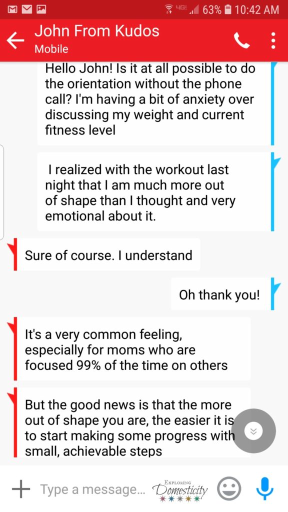Kudos personal training and accountability through SMS 