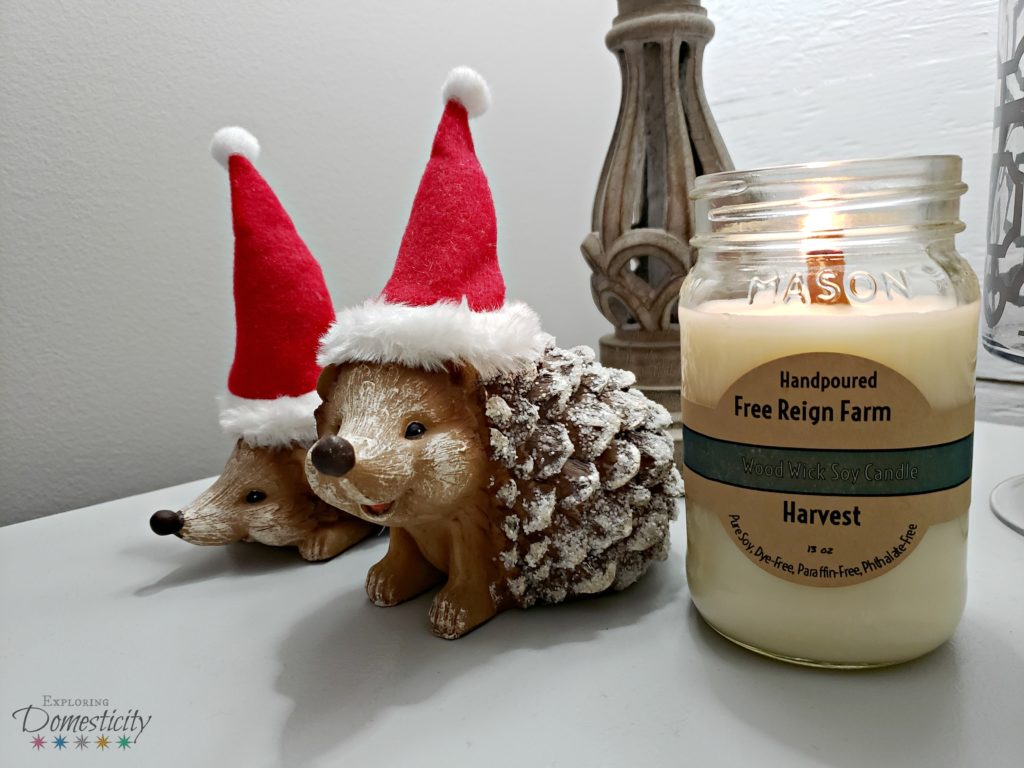 Setting the Holiday Mood with candles and holiday decor