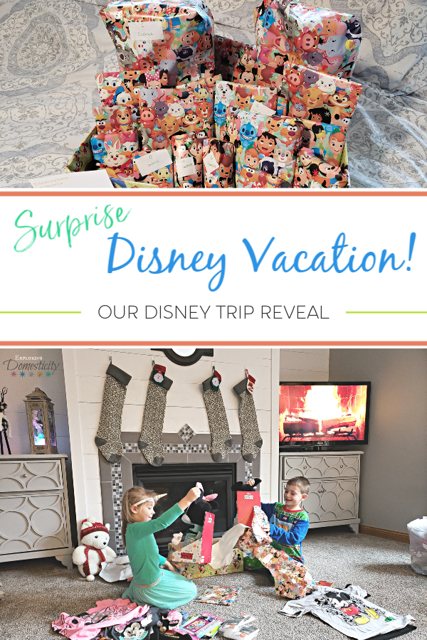 Surprise Disney Vacation - our Disney trip reveal on Christmas morning with Disney-themed gifts