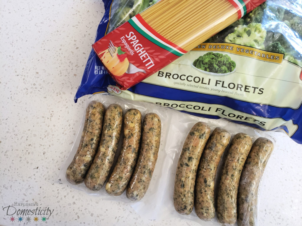One-Pot Asiago Chicken Sausage and Broccoli Pasta - ingredients