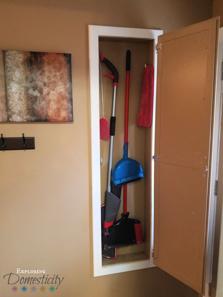 Extra Storage Space in the walls. Small broom closet