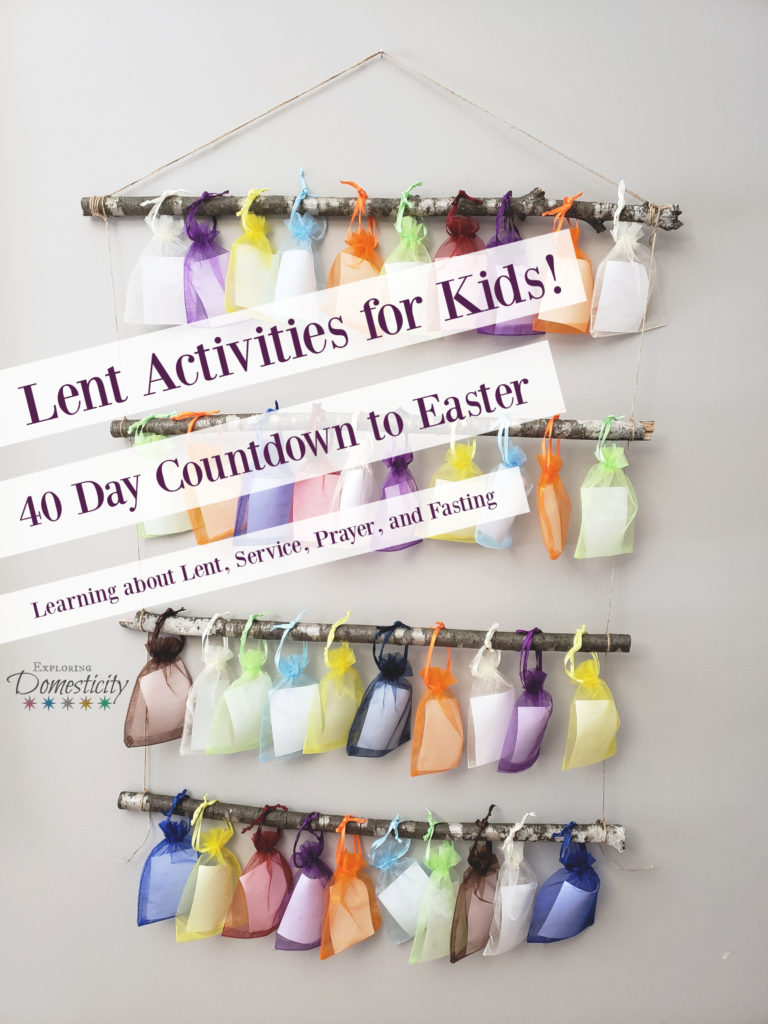 Lent Activities for Kids - 40 day countdown with activities for Lent, prayer, service, and fasting