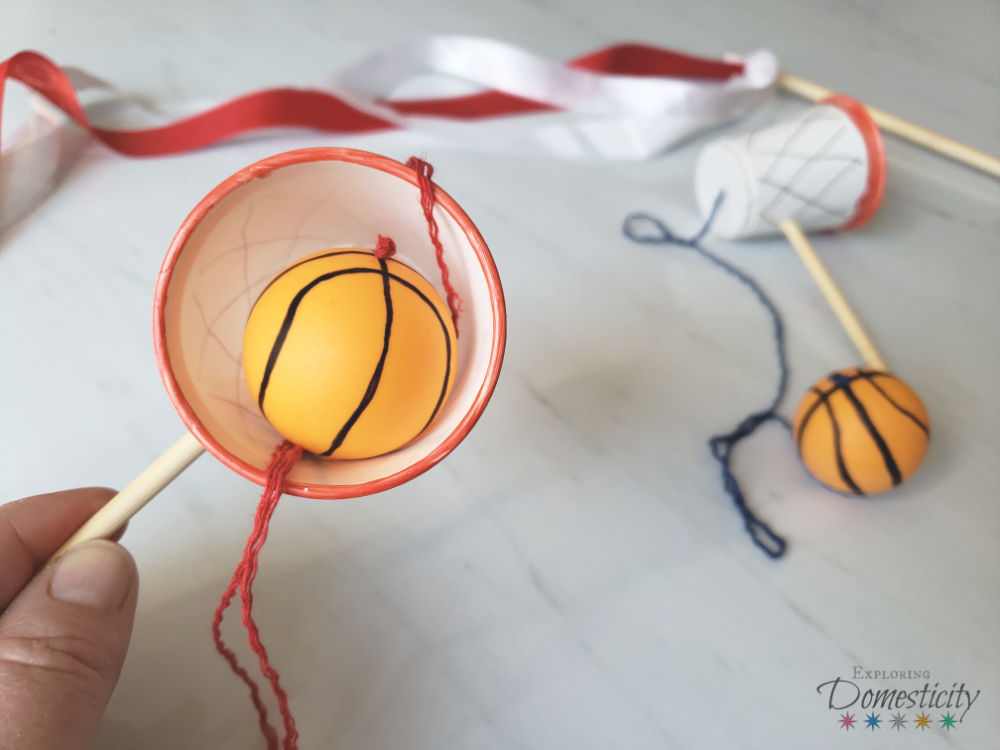 Basketball Activity - Ball in Cup basketball craft and game