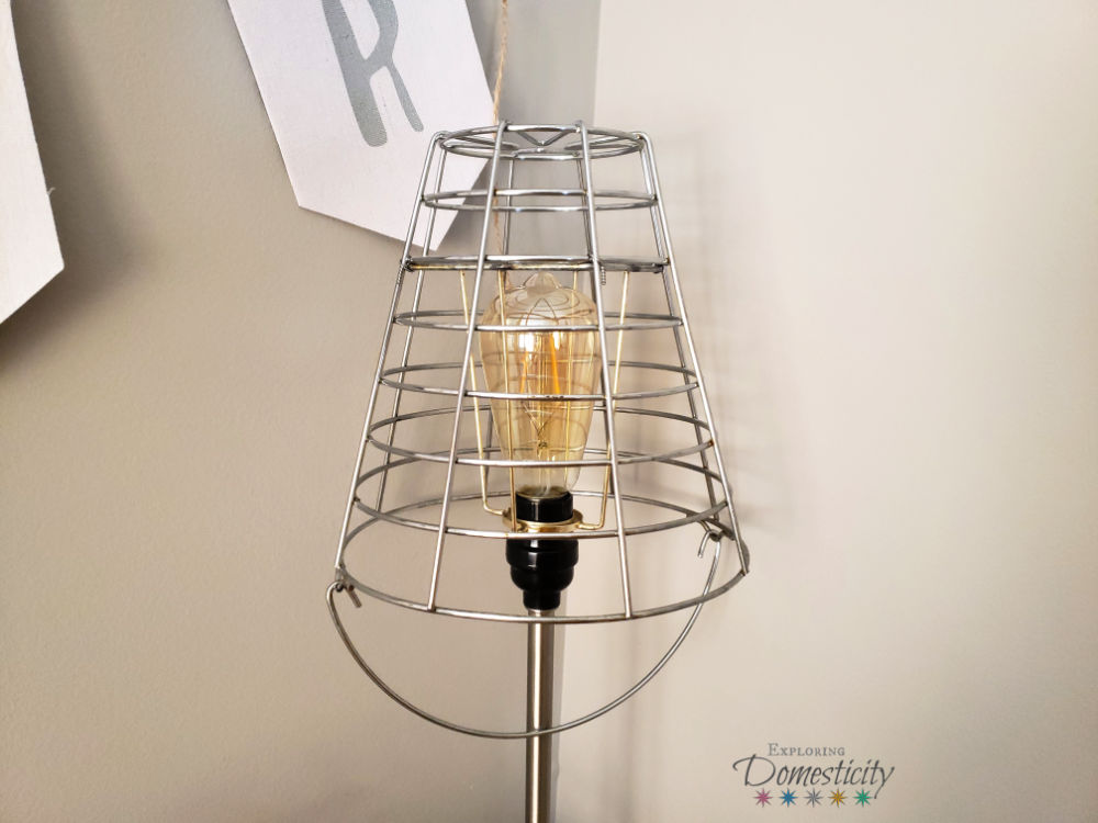 Upcycled lamp and basket shade for Edison bulb