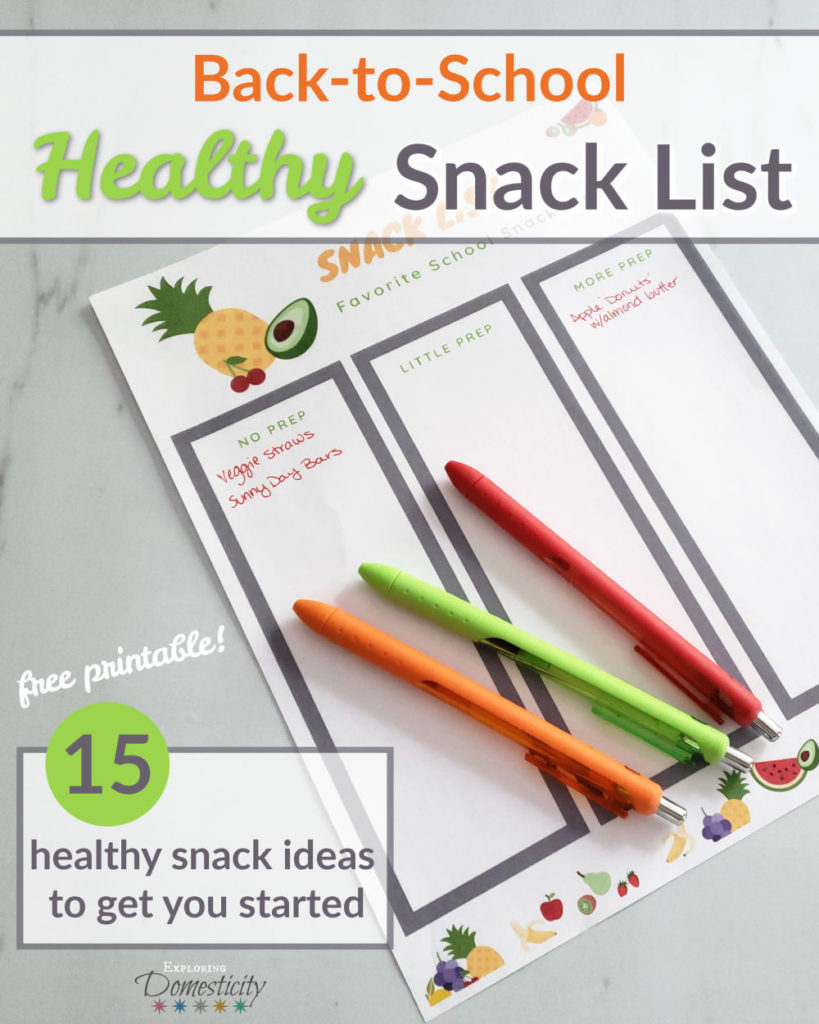 Back-to-School Healthy Snack List
