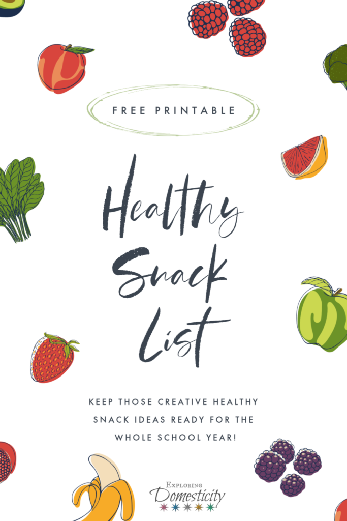 Free Printable Healthy Snack List