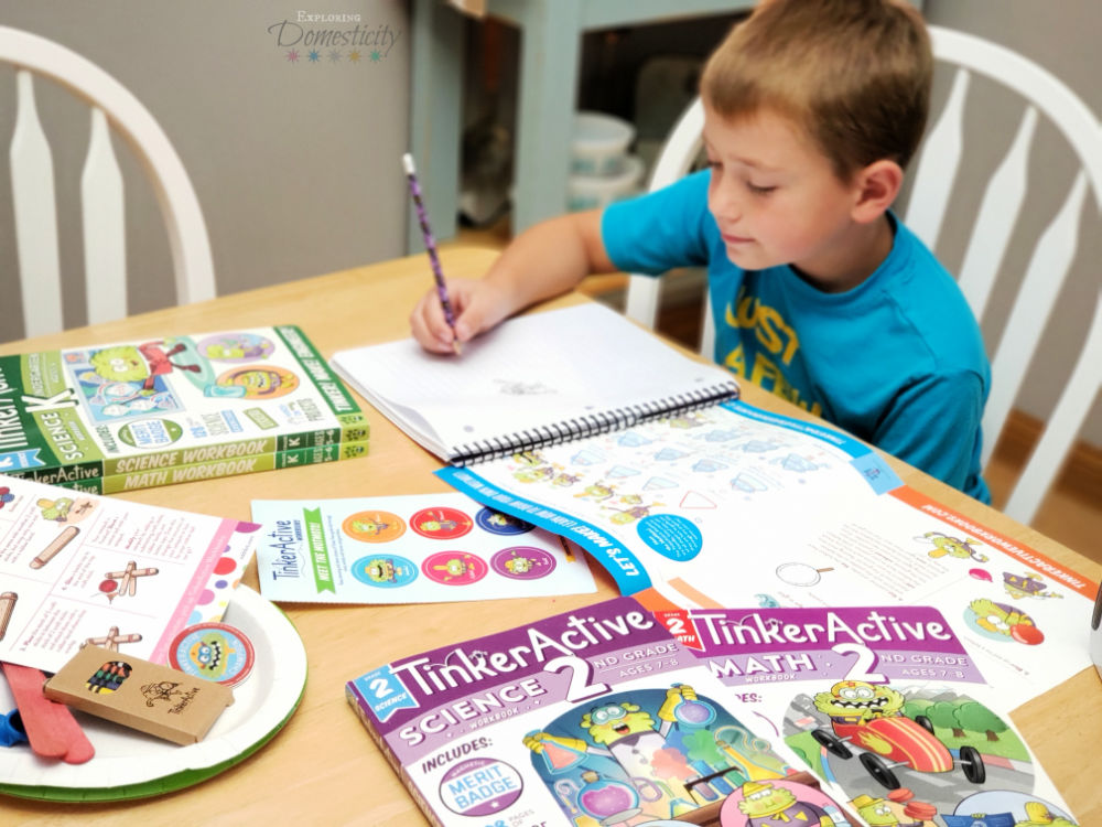 TinkerActive Workbooks and little boy working