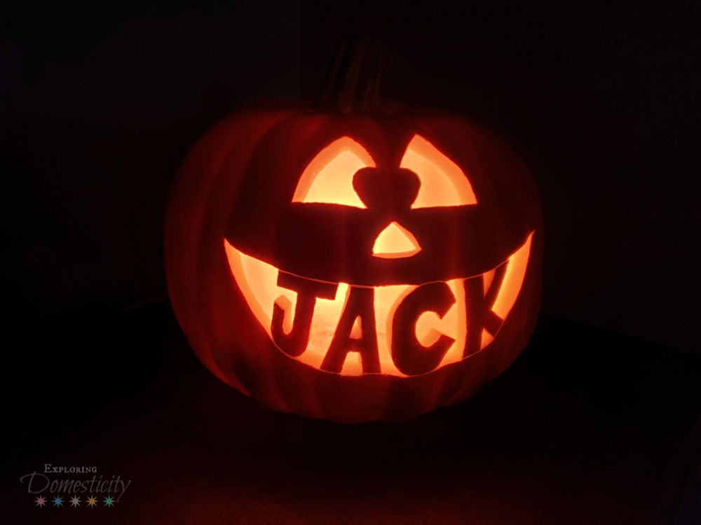 Carved Personalized Name Pumpkin Jack-o-Lantern with light