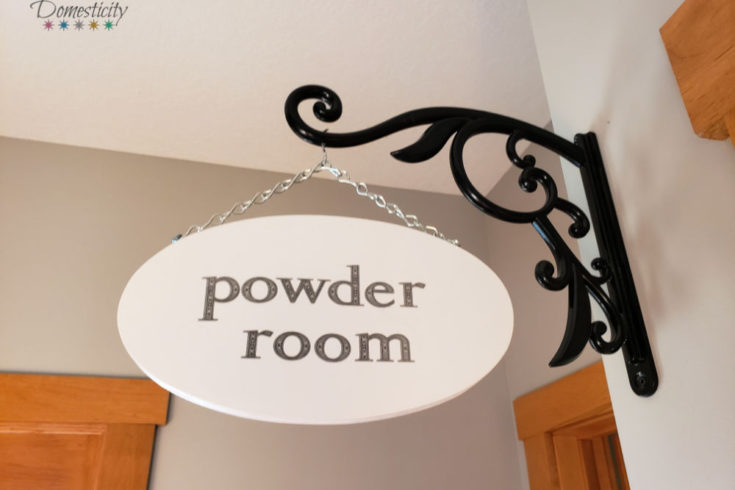 hanging powder room sign for bathroom