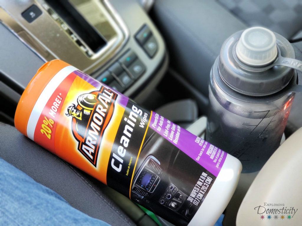 Armor All cleaning wipes in mom car