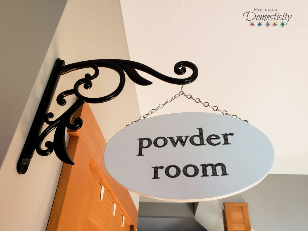 double sided hanging powder room sign