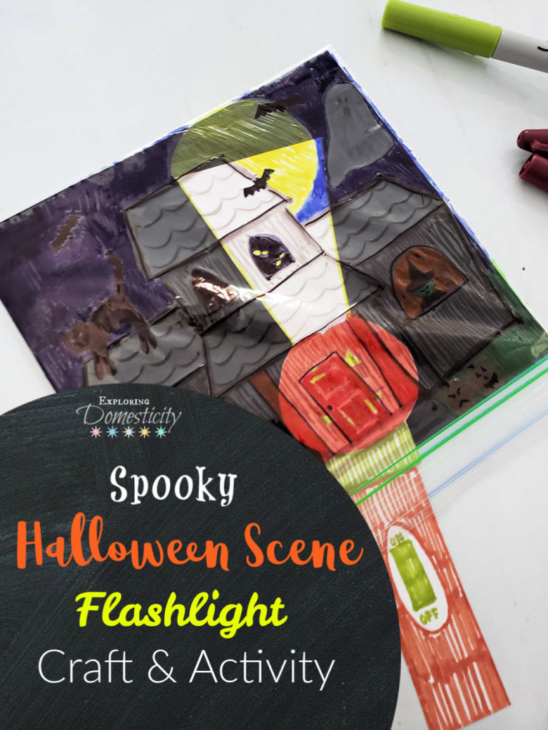 Spooky Halloween Scene Flashlight Craft and Activity