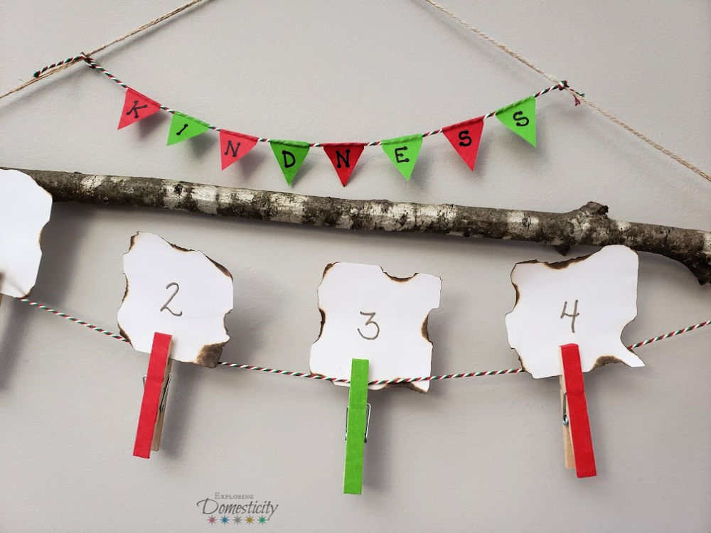 Christmas Kindness Calendar made with red and green masking tape