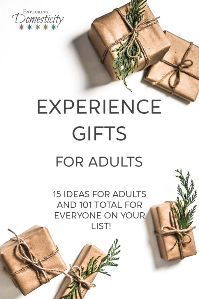 Experience Gifts for adults. 15 ideas for adults and 101 total for everyone on your list!