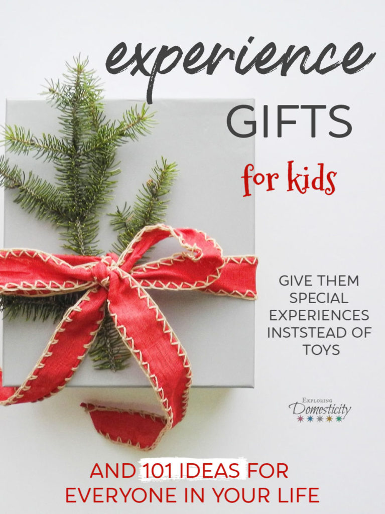 Experience Gifts for kids - give them special experiences instead of toys. Also, 101 ideas for everyone in your life