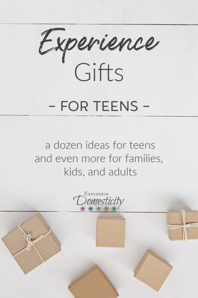 Experience Gifts for teens. A dozen ideas for teens and even more for families, kids, and adults