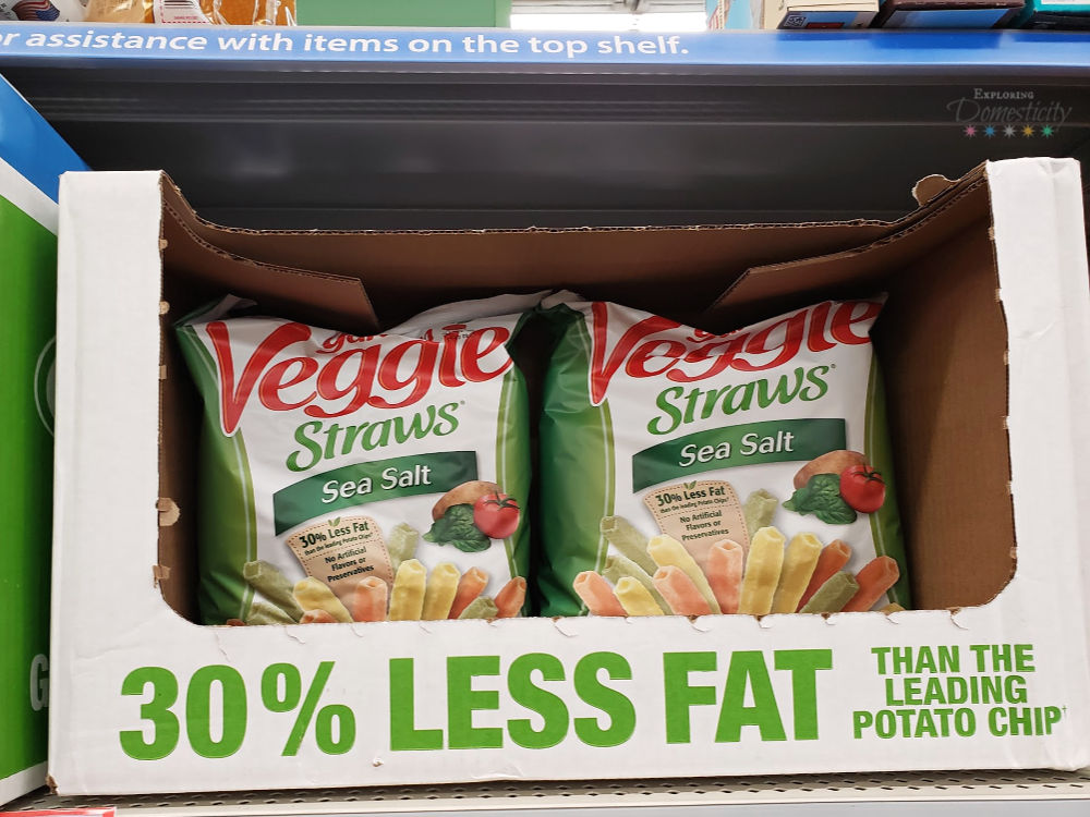 Sensible Portions Veggie Straws in Walmart healthy snack aisle