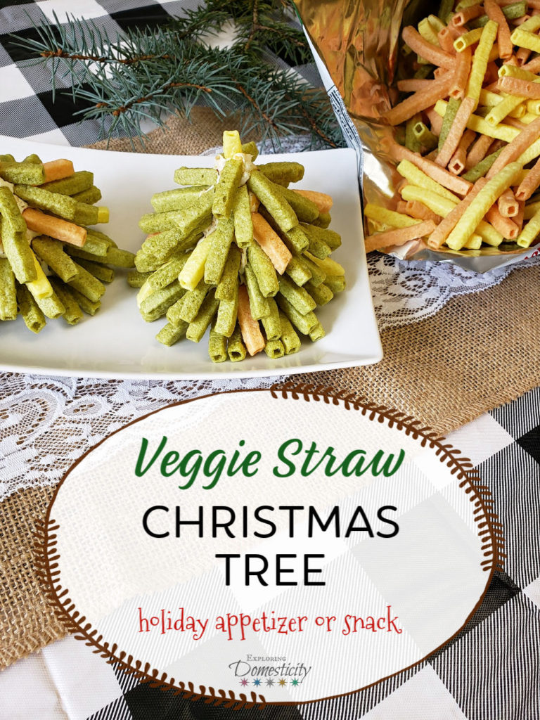 Veggie Straw Christmas Tree - holiday appetizer or snack